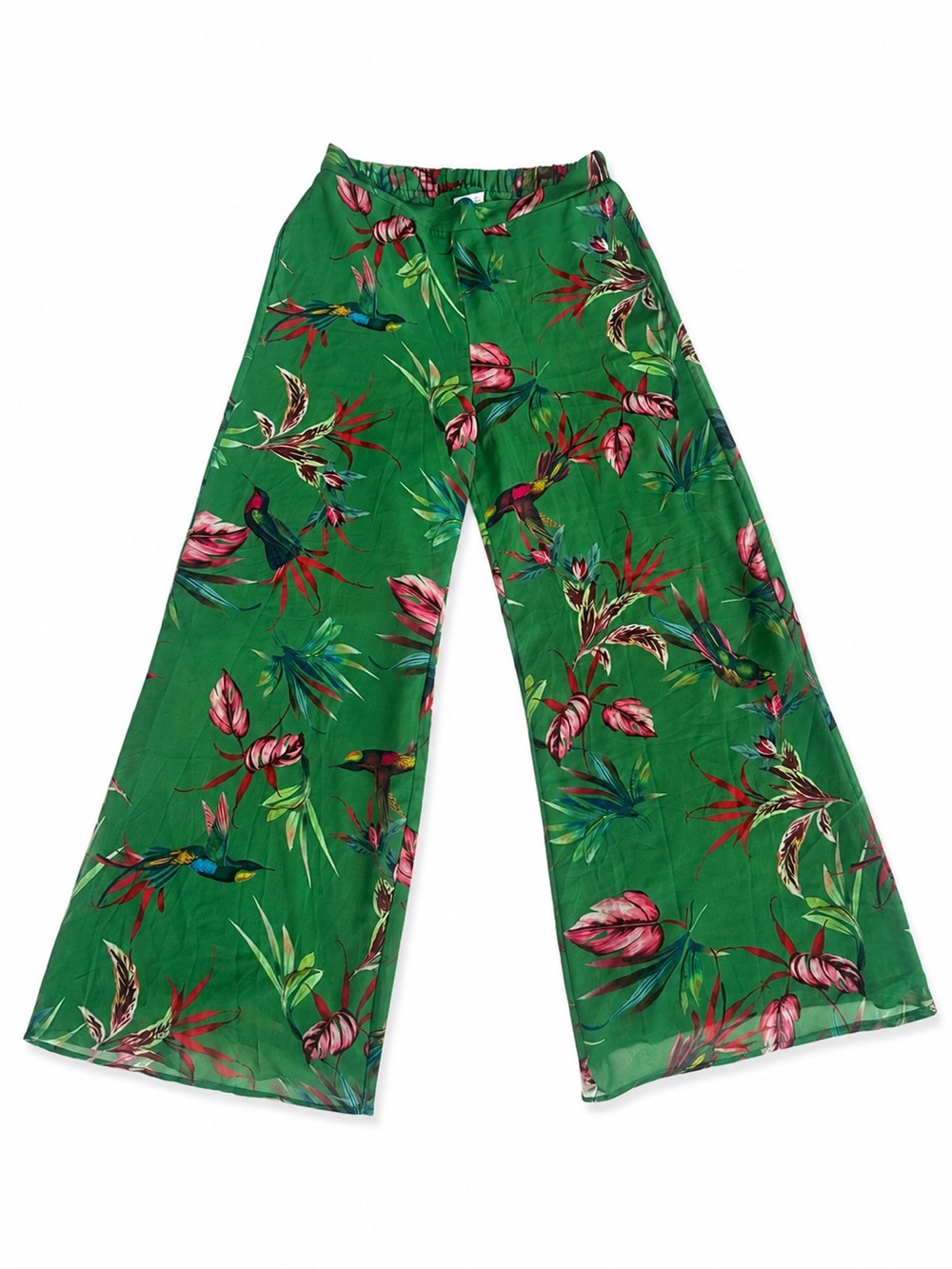 Sweet Pea by Stacy Frati Green Tropical Wide Leg Pants